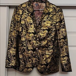 Elegant Black and Gold Paisley Blazer